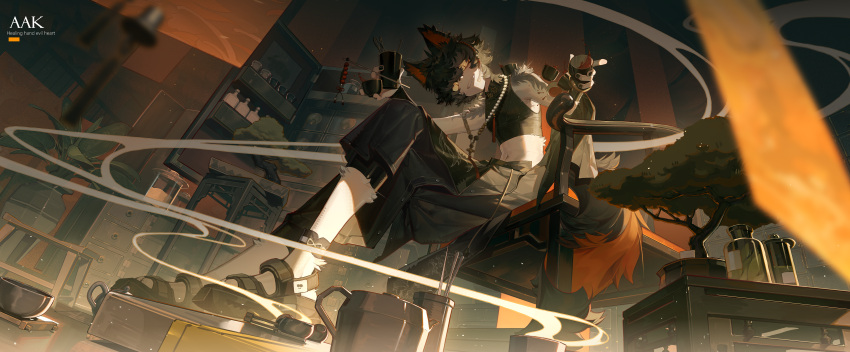 1boy, aak_(arknights), absurdres, alcohol, animal_ears, arknights, bead_necklace, beads