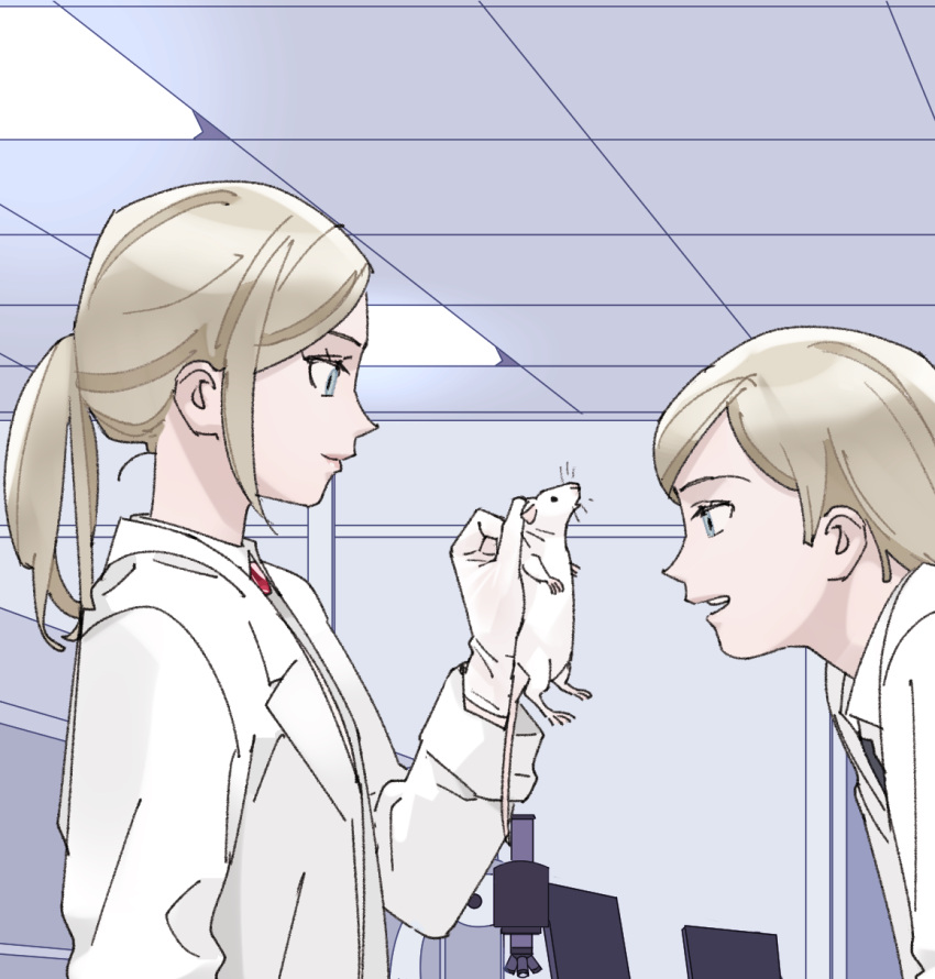 1boy, 1girl, alexia_ashford, alfred_ashford, blonde_hair, blue_eyes, formal, highres