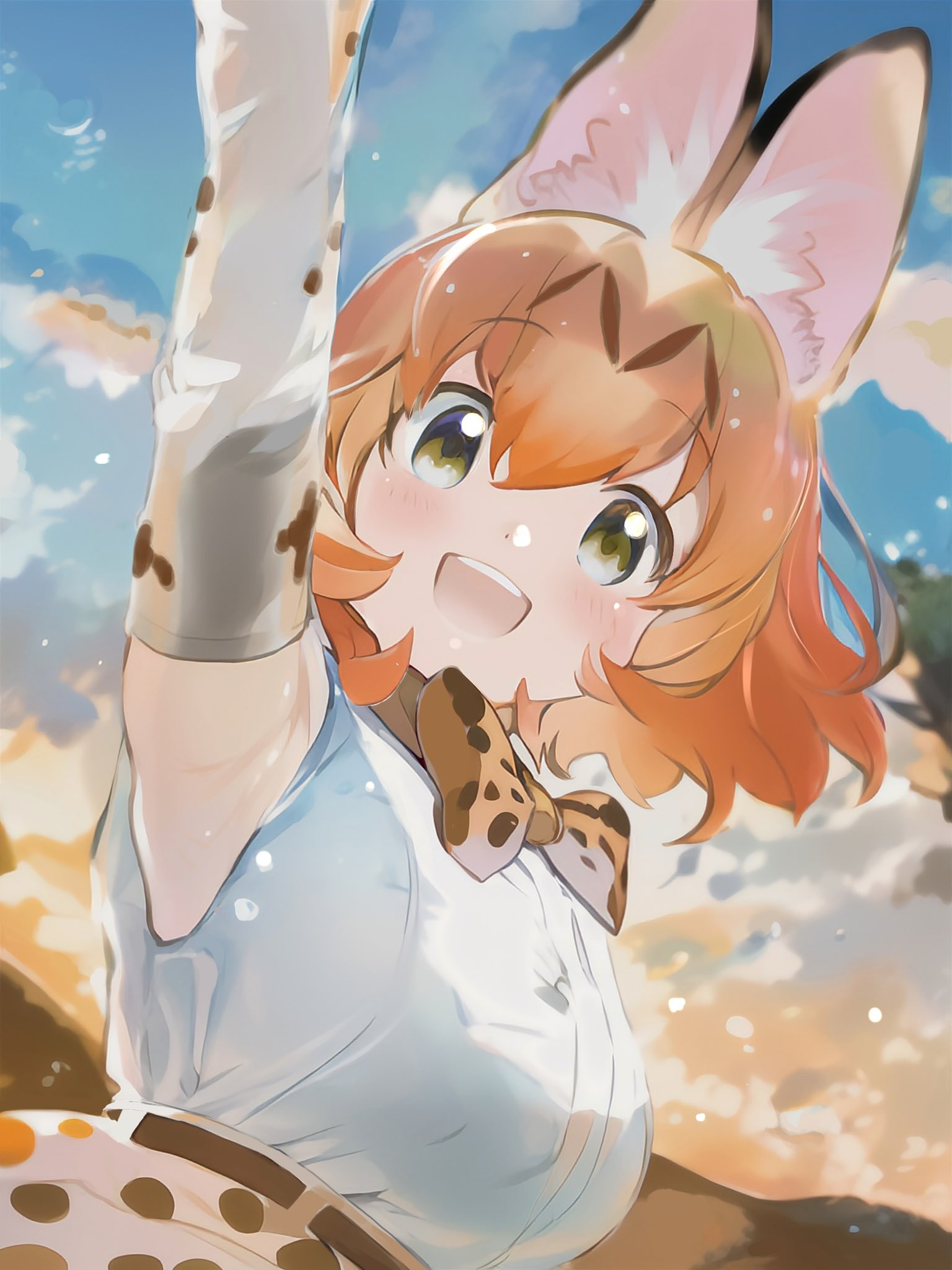 1girl, animal_ears, bare_shoulders, blonde_hair, blush, bow, bowtie, brown_hair