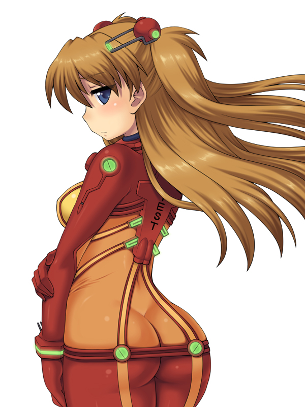 blue_eyes, blush, brown_hair, evangelion:_2.0_you_can_(not)_advance, long_hair, looking_back, naru_(kuma), neon_genesis_evangelion, plugsuit, rebuild_of_evangelion, see-through, shikinami_asuka_langley, solo, souryuu_asuka_langley, test_plugsuit