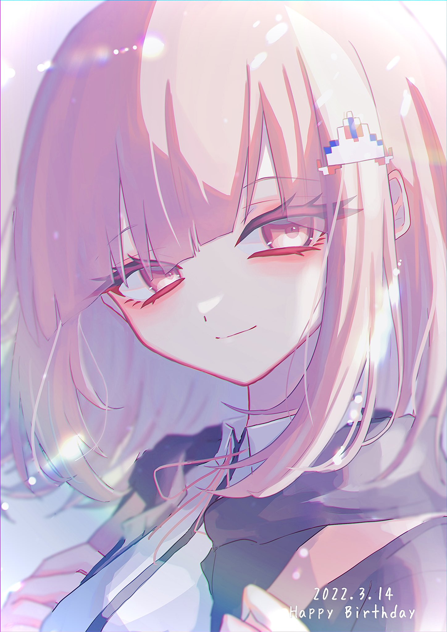 1girl, black_jacket, blush, brown_hair, collared_shirt, danganronpa_(series), danganronpa_2:_goodbye_despair, dated