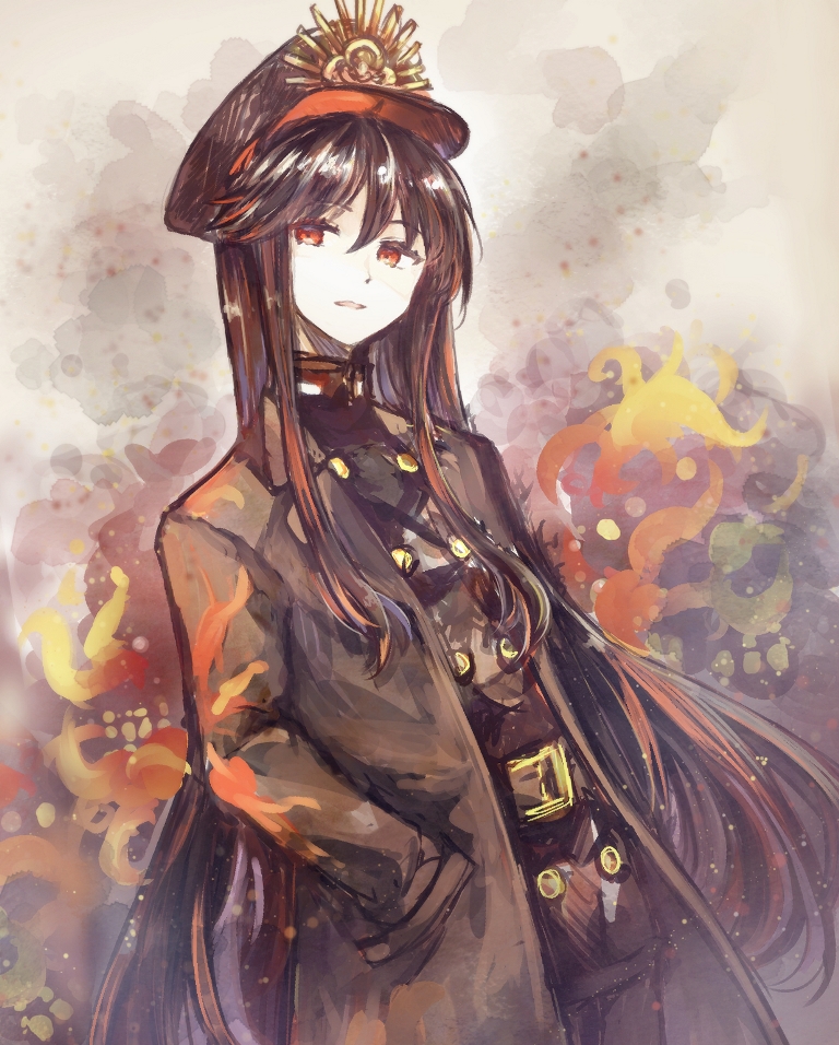 1girl, akikaze_(pokekinokokikaku), belt, black_coat, black_hair, black_jacket, black_pants, buttons