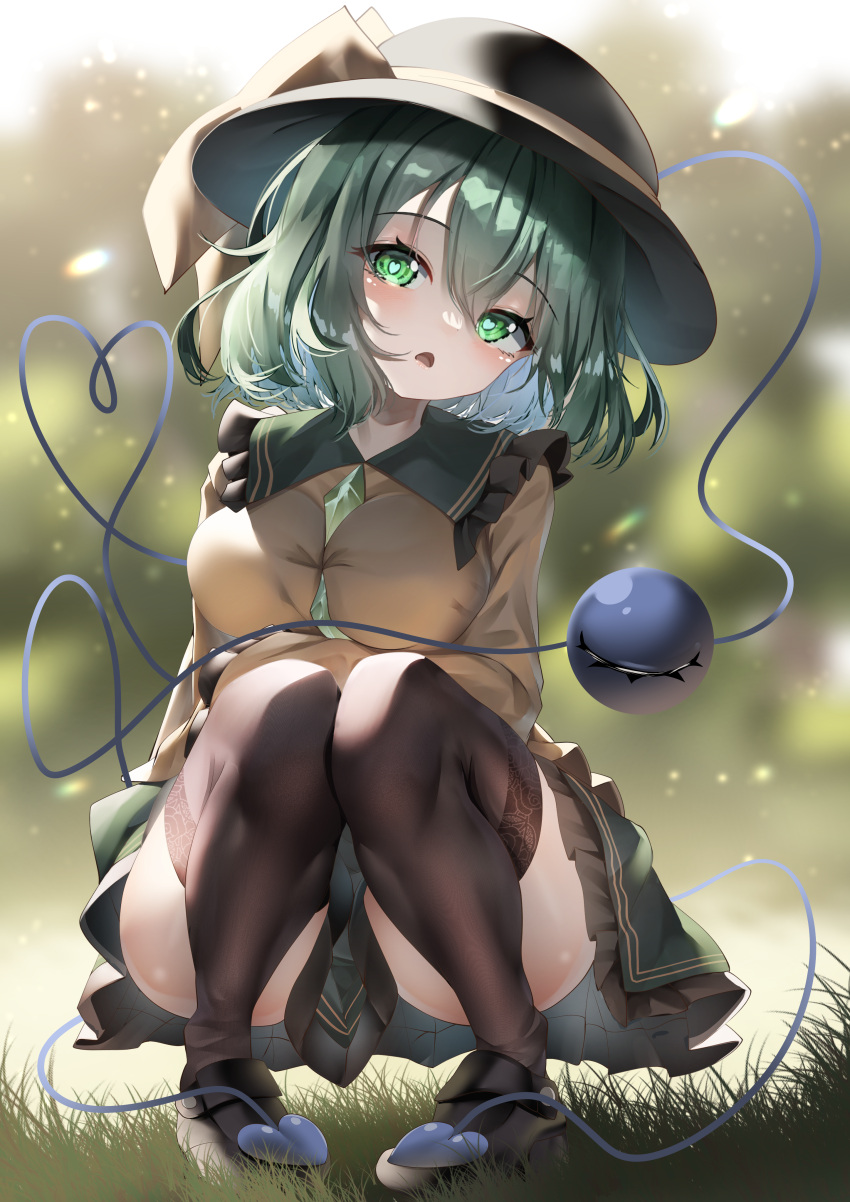 absurdres, black_headwear, bow, breasts, buttons, dfra, diamond_button, eyeball