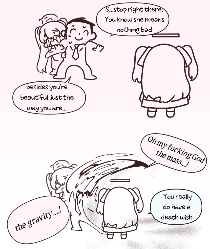 1boy, 2girls, arona's_sensei_doodle_(blue_archive), blue_archive, chibi, commentary_request, crying, distortion