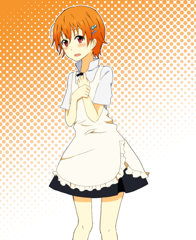 blush, hair_ornament, hairpin, inami_mahiru, michoko, michoko_(pixiv72203), orange_eyes, orange_hair