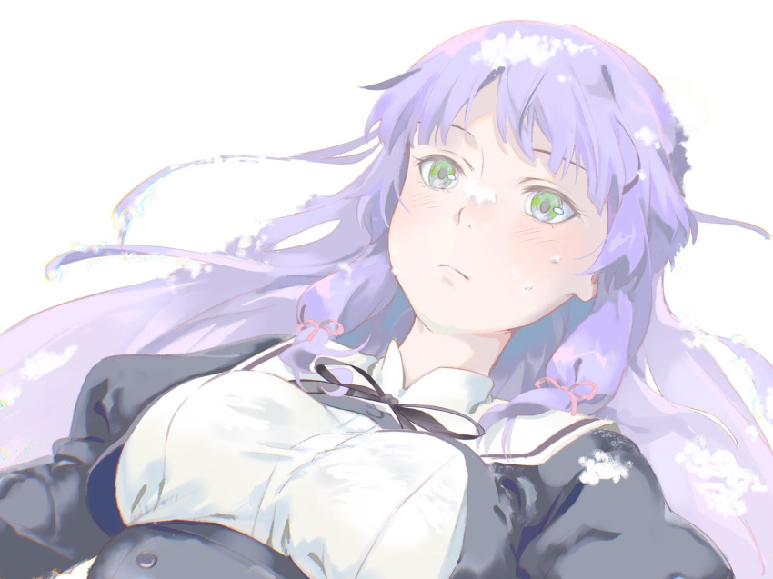 1girl, a.k.a.zkin, arms_at_sides, assault_lily, banshouya_ena, black_ribbon, black_skirt, blush