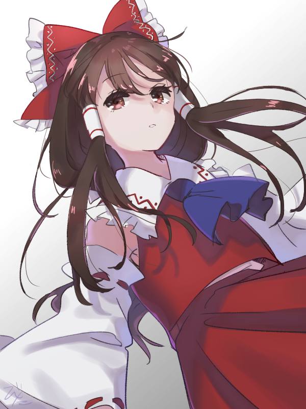 1girl, ascot, bitan_san, blue_ascot, bow, brown_eyes, brown_hair, commentary