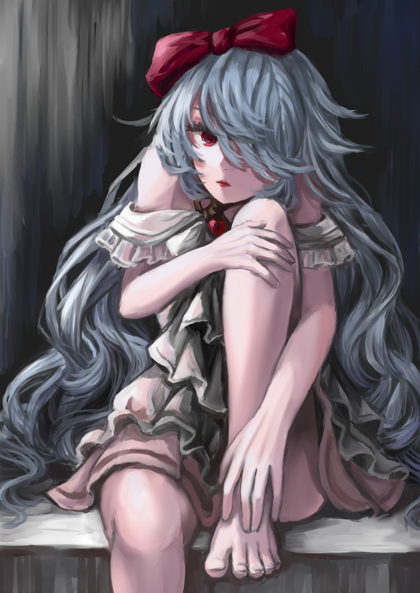 1girl, absurdres, alternate_costume, arena_of_valor, arm_support, bandages, bare_legs, bare_shoulders