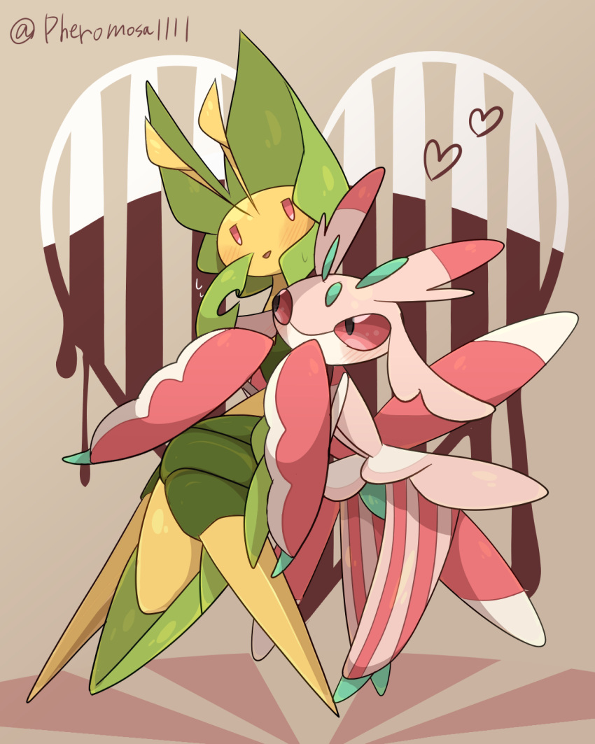 2girls, a-nya, antennae, arthropod_girl, artist_name, black_eyes, blank_eyes, blush