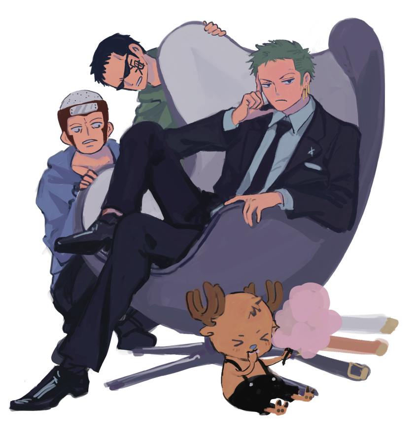 4boys, absurdres, alternate_costume, antlers, bald, black_hair, candy, cotton_candy