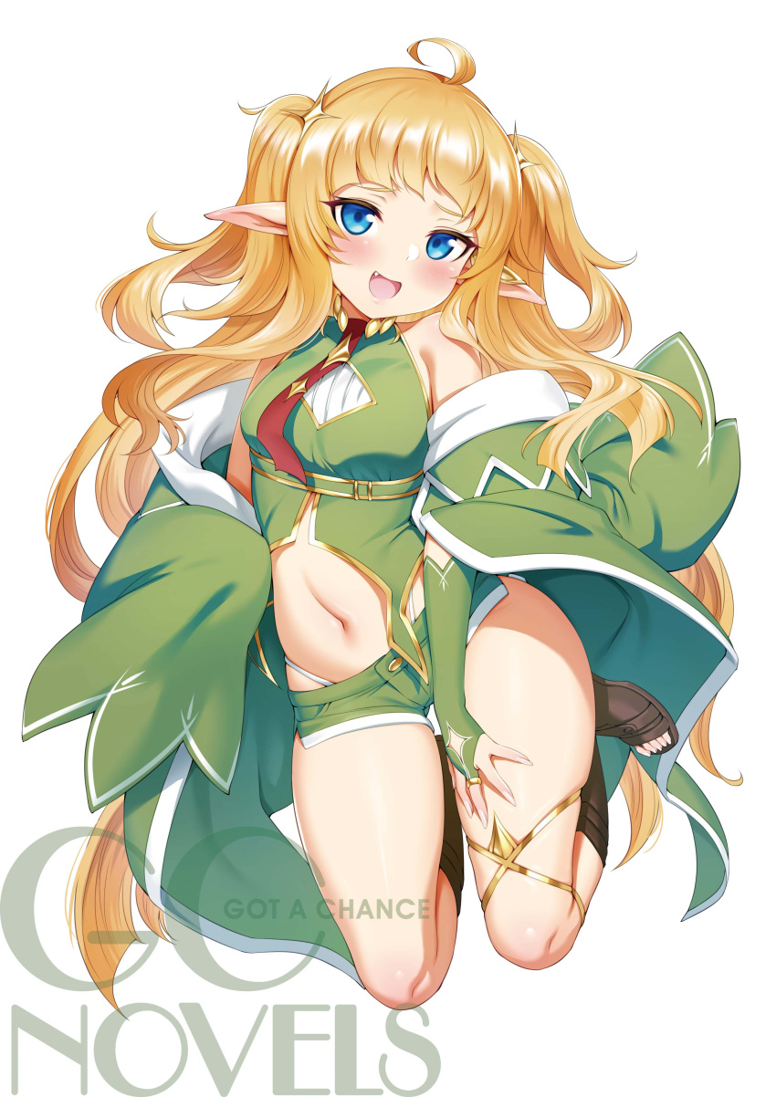 1girl, absurdres, ahoge, bare_shoulders, blonde_hair, blue_eyes, blush, bridal_gauntlets