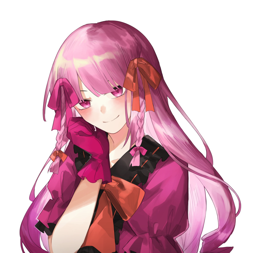1girl, absurdres, bamu_(bamu0504), blunt_bangs, blush, bow, braid, dress