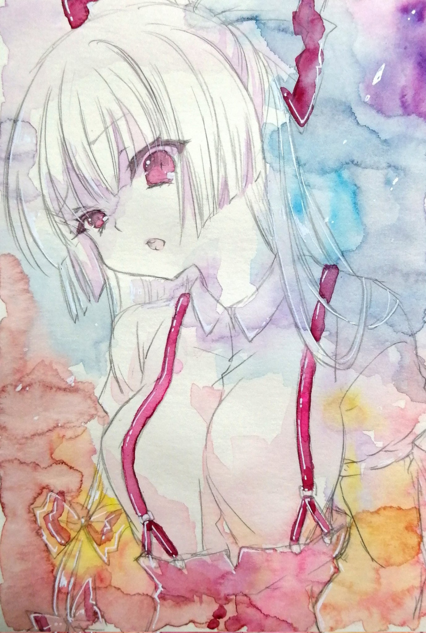 bow, bowtie, fujiwara_no_mokou, hair_bow, highres, hime_cut, long_hair, multiple_hair_bows