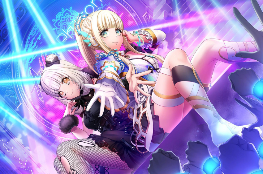 blonde_hair, blue_eyes, d4dj, elsie_(d4dj), fukushima_noa, jacket, long_hair, smile