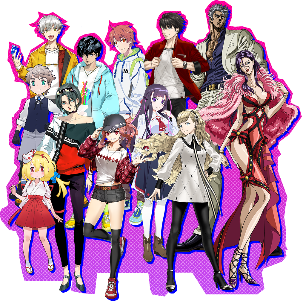 6+boys, 6+girls, black_hair, brown_hair, bunbun, grey_hair, hara_tetsuo, hat