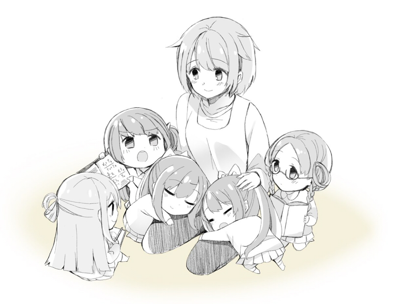 6+girls, aged_down, alina_gray, alternate_costume, amane_tsukasa, amane_tsukuyo, azusa_mifuyu, blush