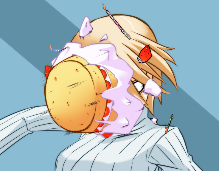 cake, candle, food, fruit, in_the_face, naageru, nikka_edvardine_katajainen, pie_in_face
