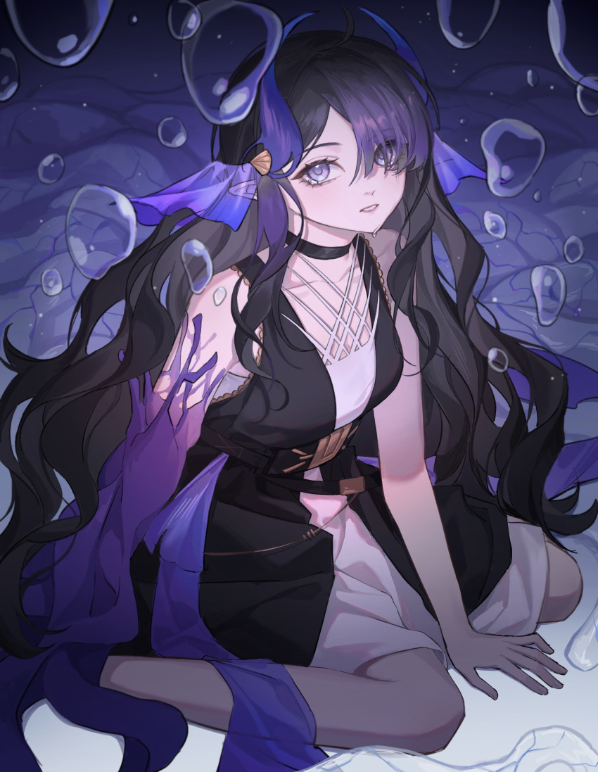 1girl, absurdres, arknights, arm_support, belt, belt_buckle, black_belt, black_choker