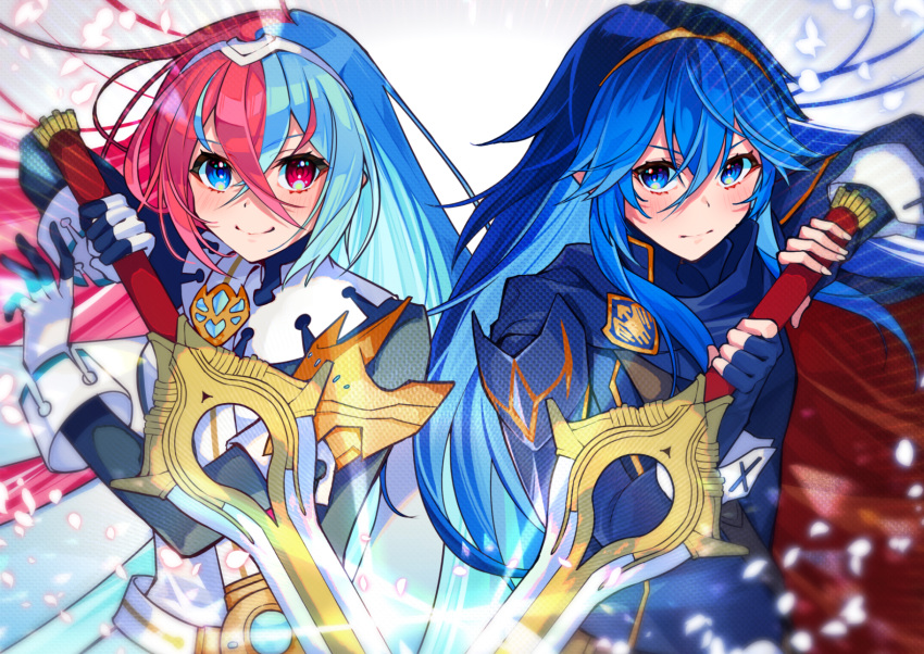 alear_(female)_(fire_emblem), alear_(fire_emblem), alternate_form, armor, blue_eyes, blue_hair, breasts, cape