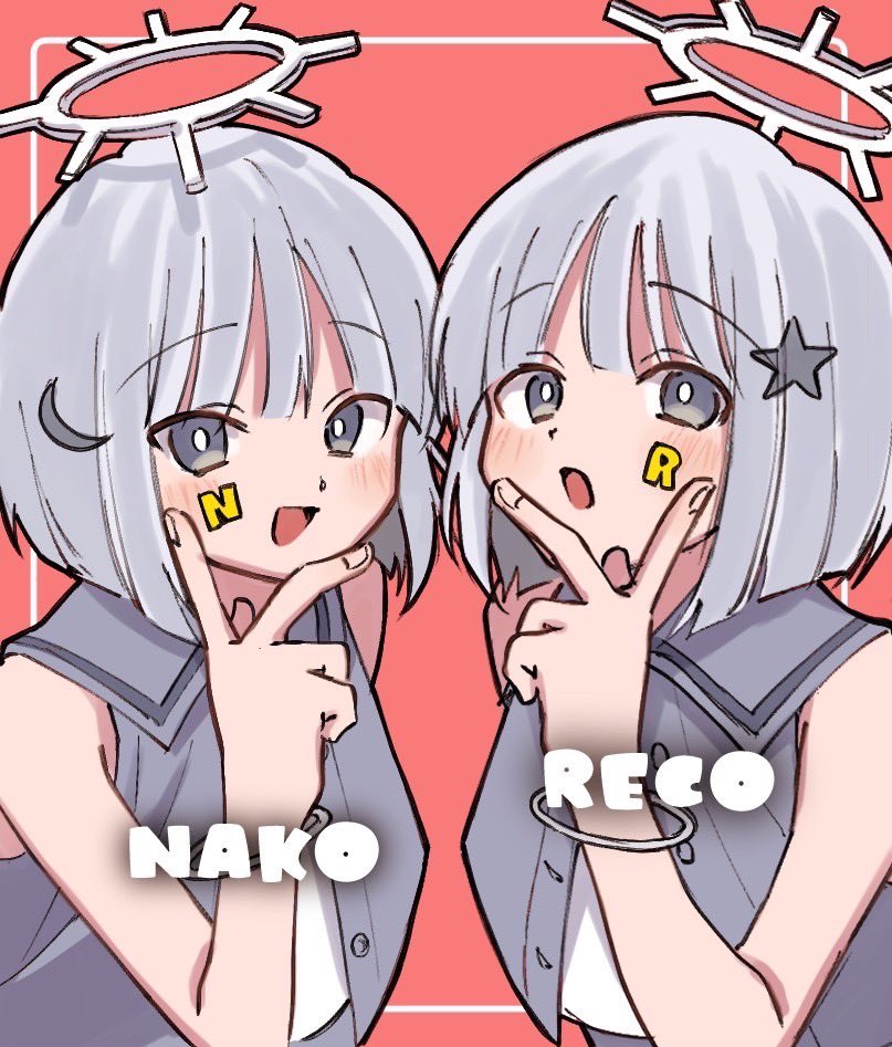 2girls, bangle, bare_shoulders, blunt_ends, blush, bob_cut, bracelet, bright_pupils