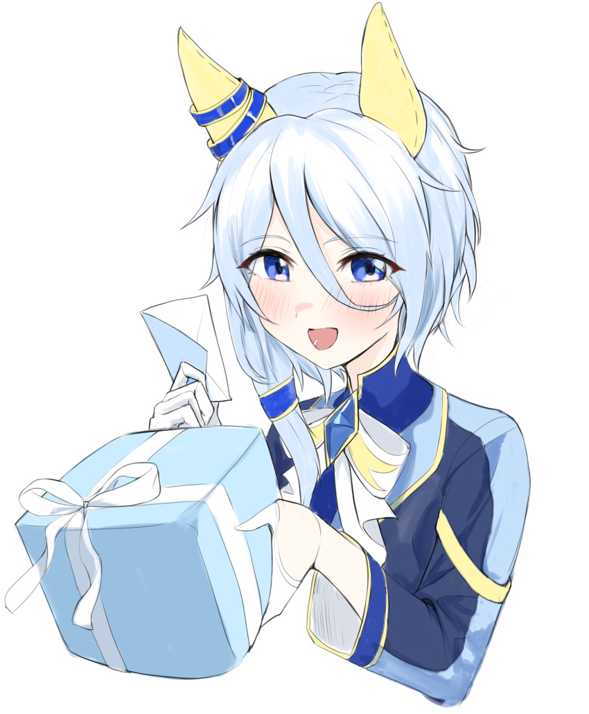 1girl, animal_ears, banpunsik, blue_eyes, blue_hair, blue_jacket, blush, bow