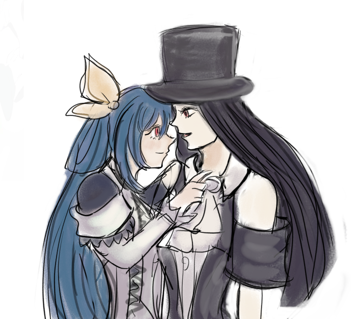 black_hair, blue_hair, couple, couple_in_love, dizzy_(guilty_gear), guilty_gear, guilty_gear_strive, looking_at_another