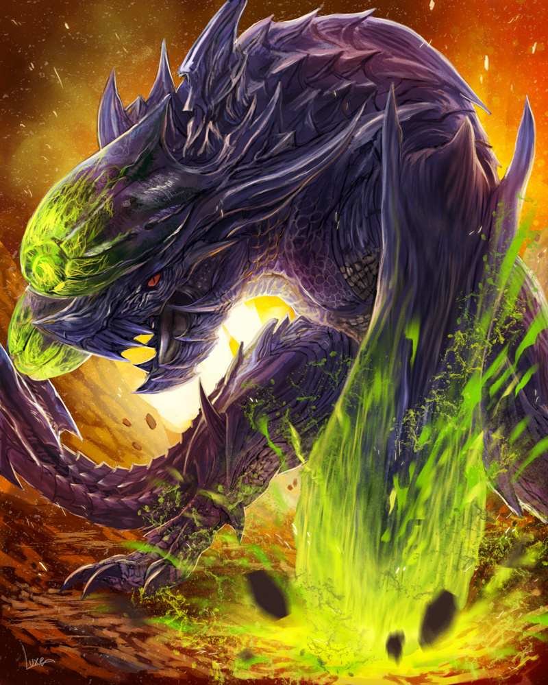 bearluxe, brachydios, glowing, horns, monster, monster_hunter_(series), monster_hunter_4, no_humans