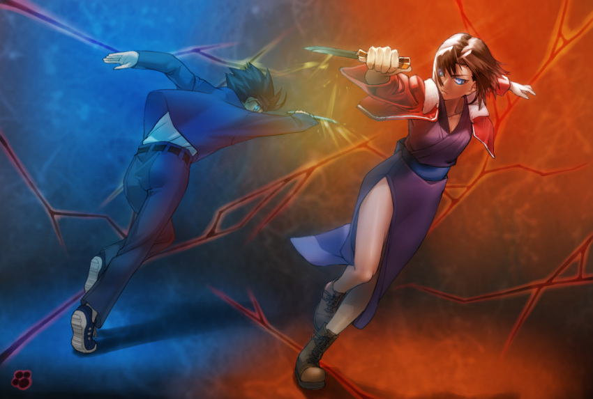 battle_moon_wars, blue_eyes, epic, jacket, japanese_clothes, kara_no_kyoukai, knife, namesake