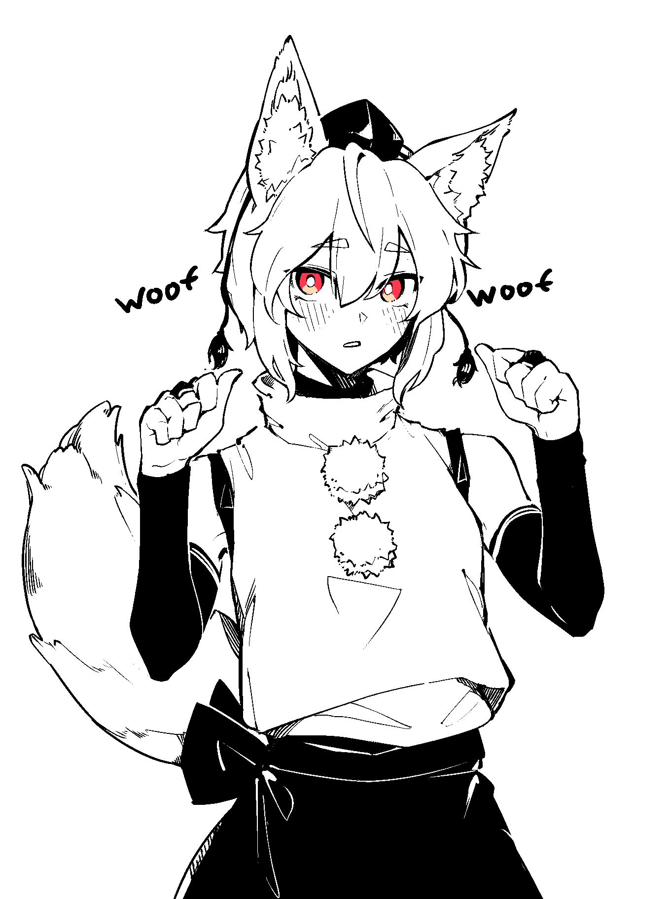 1641_(chfhrtor94), 1girl, animal_ears, black_gloves, black_skirt, blush, bridal_gauntlets, bright_pupils