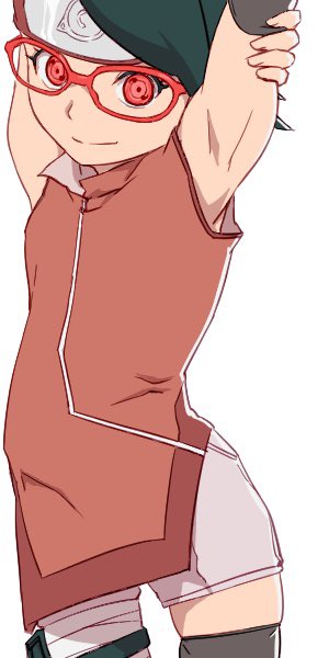 1girl, aoi_nori_(aoicoblue), arm_up, armpits, bandaged_leg, bandages, black_hair, boruto:_naruto_next_generations