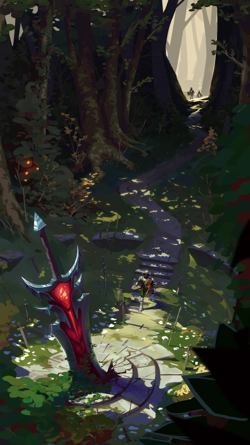 1other, 3boys, aatrox, absurdres, armor, bug, butterfly, crack
