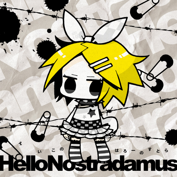 blonde_hair, bow, checkered_clothes, chibi, collar, frutiger_metro, gozen4ji, grey_background