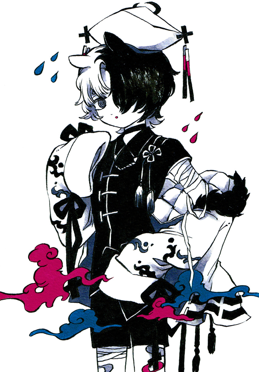 1other, androgynous, animal_ears, bandaged_arm, bandaged_leg, bandages, bandaid, bandaid_on_leg