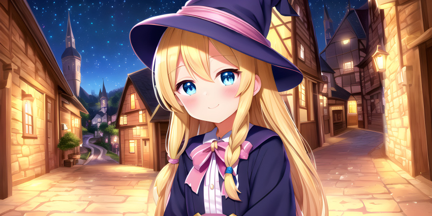 1girl, aizawa_azusa, awwesomeai, bangs, black_robe, blonde_hair, blue_eyes, blush