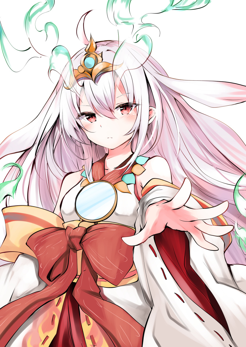 1girl, absurdres, bow, detached_sleeves, duel_monster, highres, japanese_clothes, kimono