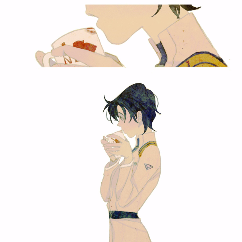 1girl, cup, highres, holding, holding_cup, ibuki_maya, indirect_kiss, lipstick_mark