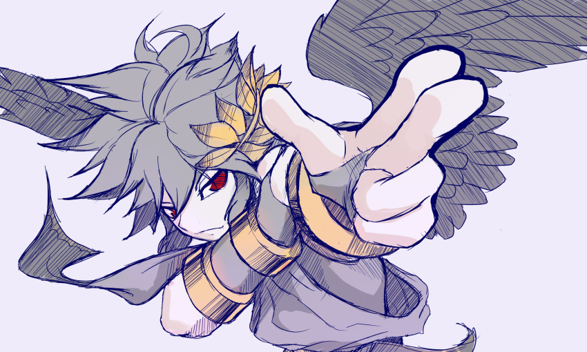 1boy, angel, angel_wings, black_hair, black_wings, dark_pit, feathered_wings, feathers