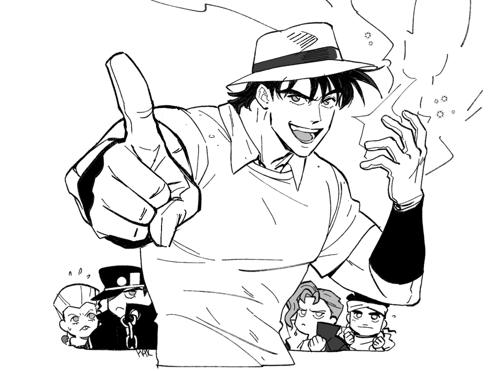 5boys, age_regression, aged_down, electricity, fedora, gakuran, gloves, greyscale