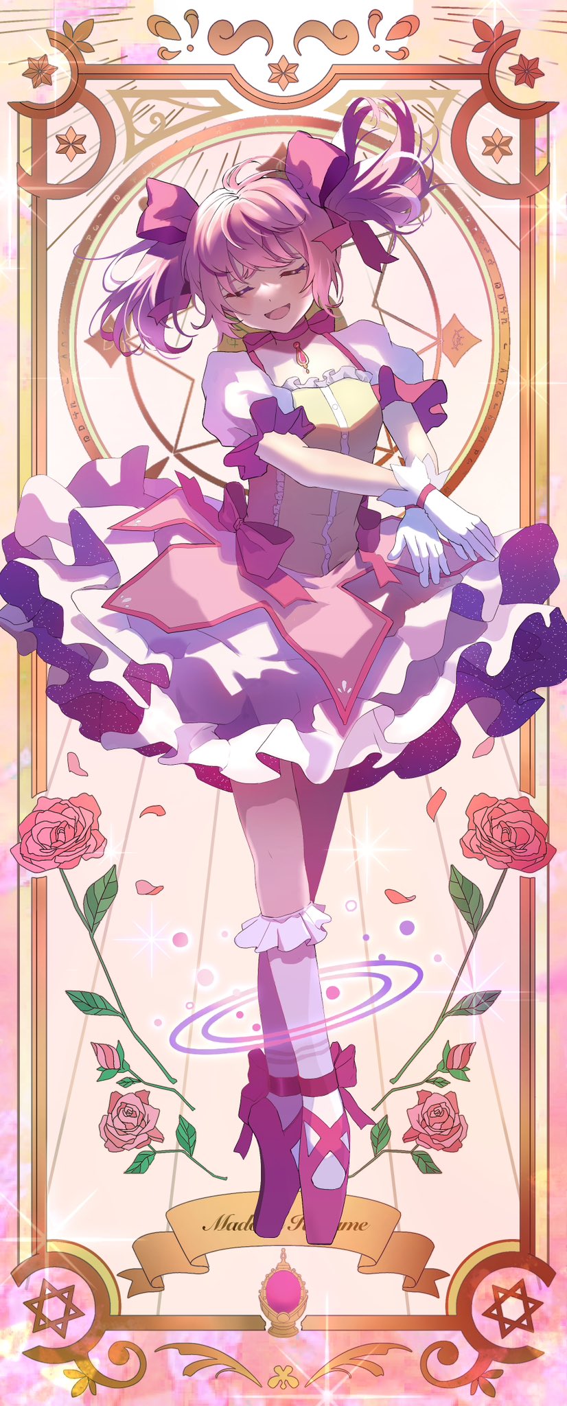 1girl, ankle_ribbon, ankle_strap, arms_up, backlighting, bobby_socks, border, bow