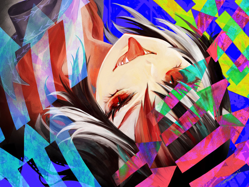 1girl, :p, black_hair, commentary, eyelashes, highres, kijin_seija, looking_at_viewer