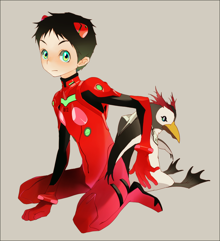cosplay, crossdressinging, genda, green_eyes, ikari_shinji, male, neon_genesis_evangelion, penpen