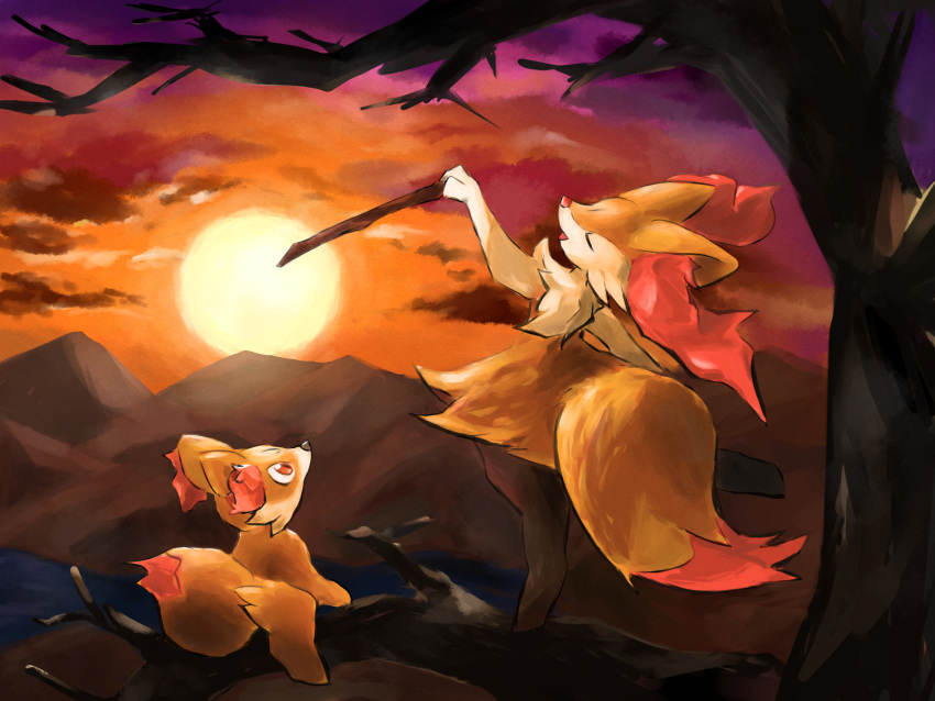 1girl, animal_ear_fluff, animal_ears, animal_nose, arm_up, bare_tree, black_fur, body_fur