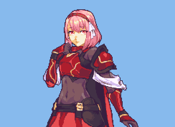 1girl, armor, blue_background, braid, breastplate, covered_navel, english_commentary, fire_emblem