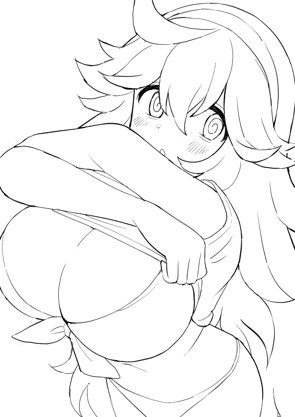1girl, bra, breasts, clothes_lift, headband, hex_maniac_(pokemon), large_breasts, long_hair