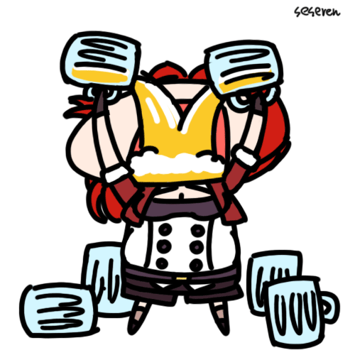 1girl, animated_gif, beer, beer_belly, beer_mug, drinking, head_back, honkai_(series), honkai_impact_3rd, murata_himeko, open_mouth, seseren