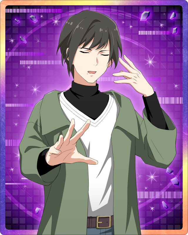 1boy, belt, black_hair, closed_eyes, fingernails, idolmaster, idolmaster_side-m, idolmaster_side-m_growing_stars