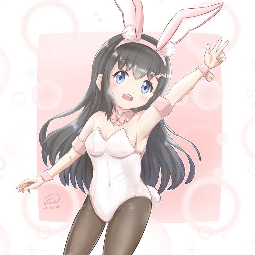 1girl, animal_ears, armpits, elbow_gloves, etenc, gloves, highres, loli, original, playboy_bunny, rabbit_ears, standing, thighs
