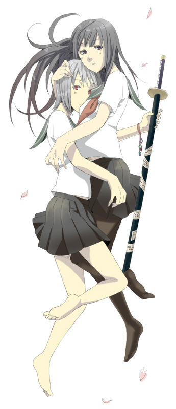 barefoot, feet, hug, kiyoshi_hara, legs, multiple_girls, mutual_yuri, pantyhose