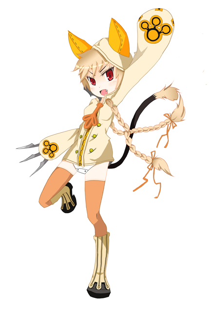 animal_ears, blazblue, blonde_hair, braid, cat_ears, cat_tail, cathood, claws