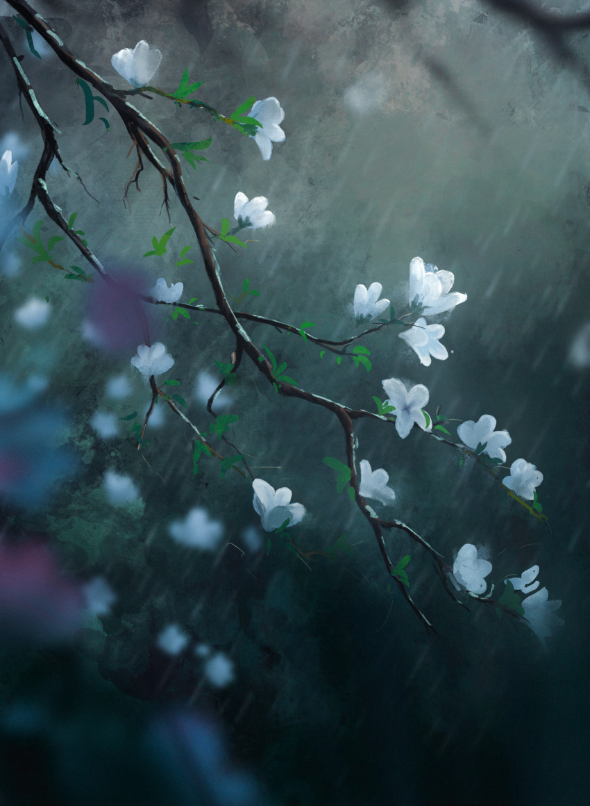 blurry, branch, depth_of_field, flower, highres, leaf, no_humans, original
